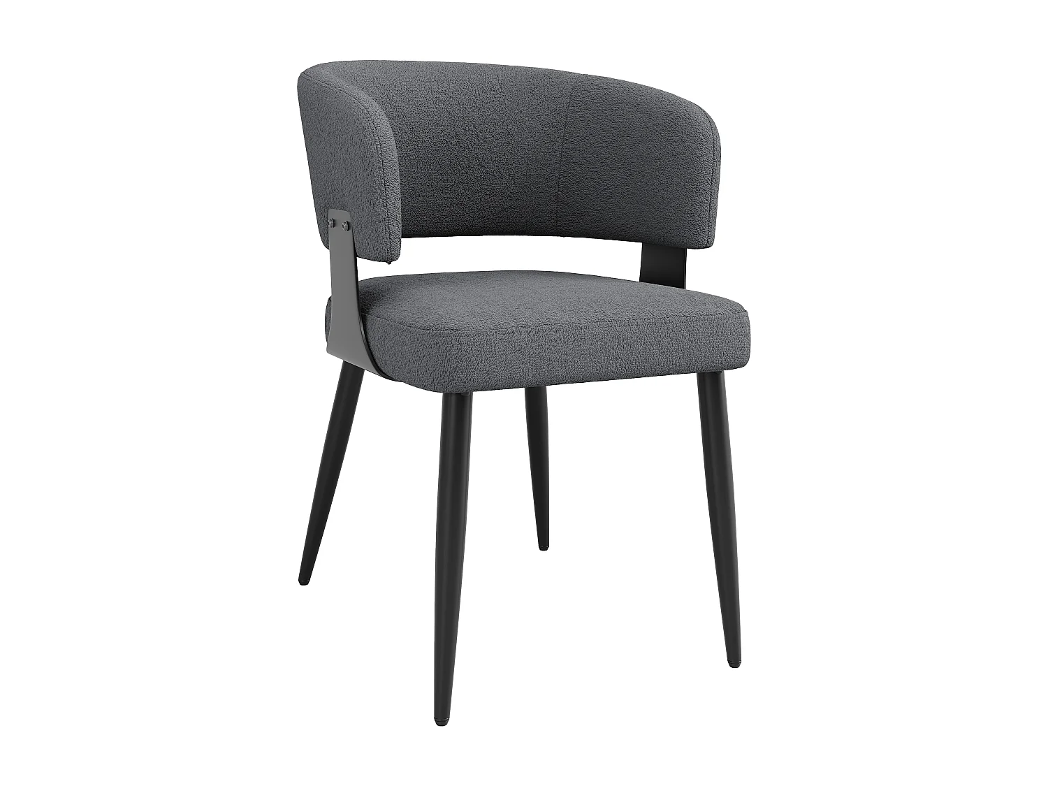 Set mit 4 gepolsterten Esszimmerstühlen - aus Flanell - Metallgestell - moderner Stil - grau