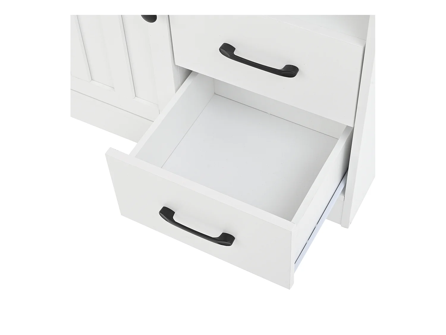 Vitrine 104x35x155 cm - 3 portes et 2 tiroirs - Étagères réglables - Blanc