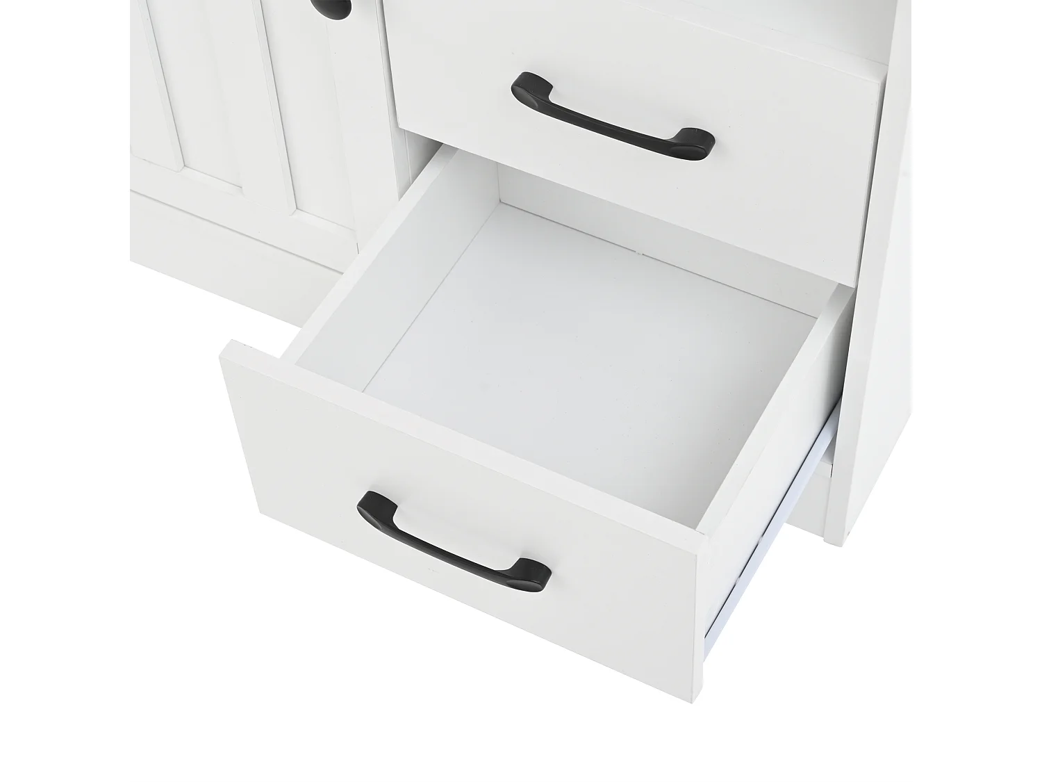 Vitrine 104x35x155 cm - 3 portes et 2 tiroirs - Étagères réglables - Blanc