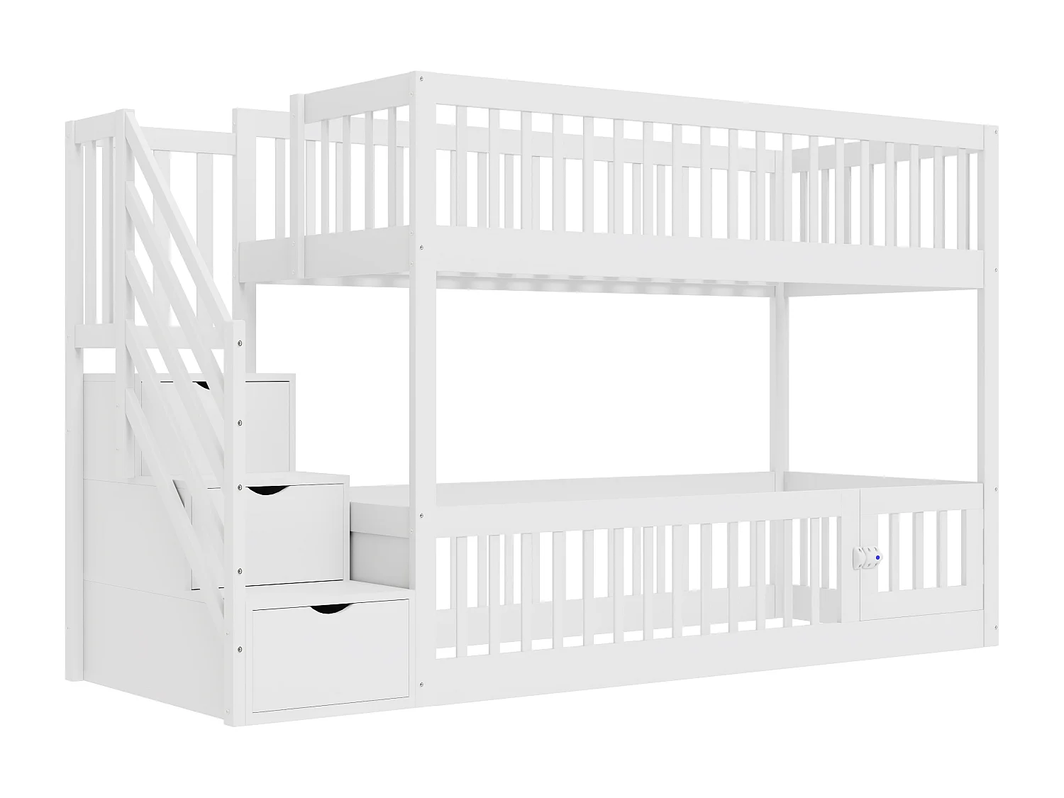 Beliche 90×200 cm - com escada de segurança - com 3 gavetas - branco (colchão não incluído)