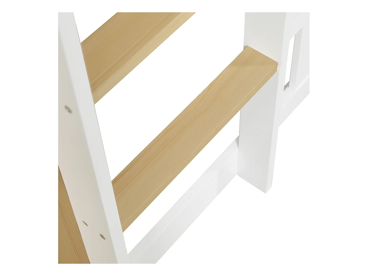 Lit superposé 90x200 cm - avec clôture et toboggan - avec échelle à 3 marches - Bois massif + MDF - Blanc (sans matelas)