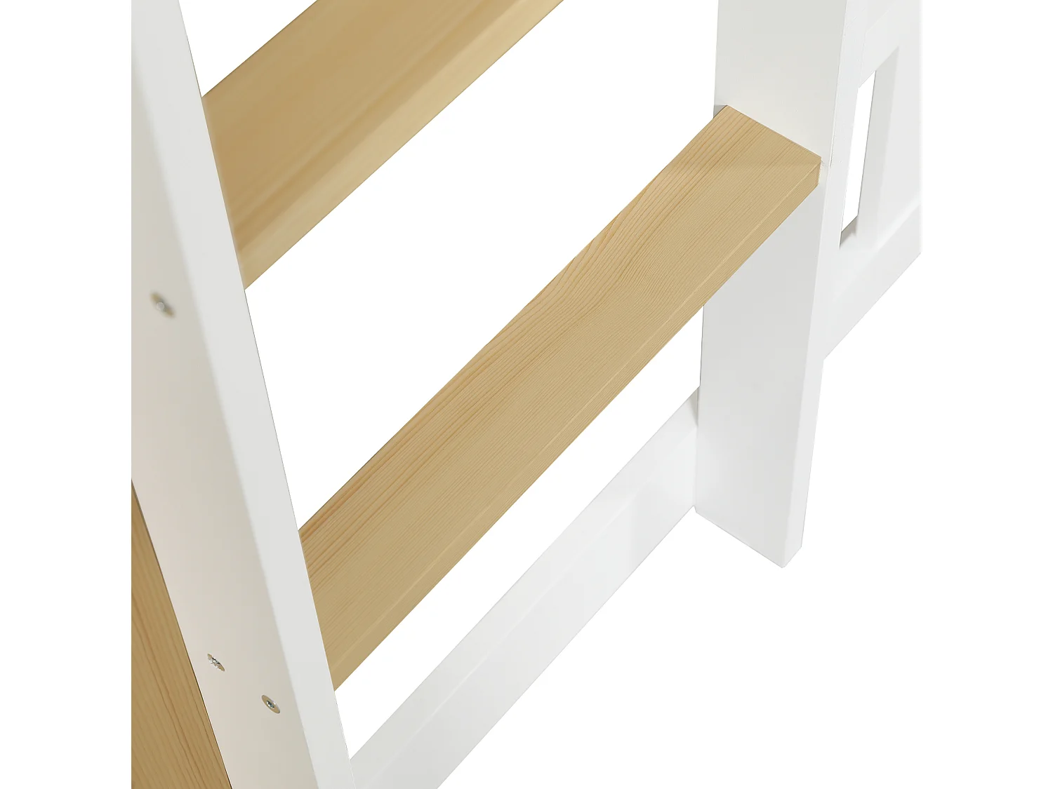 Lit superposé 90x200 cm - avec clôture et toboggan - avec échelle à 3 marches - Bois massif + MDF - Blanc (sans matelas)