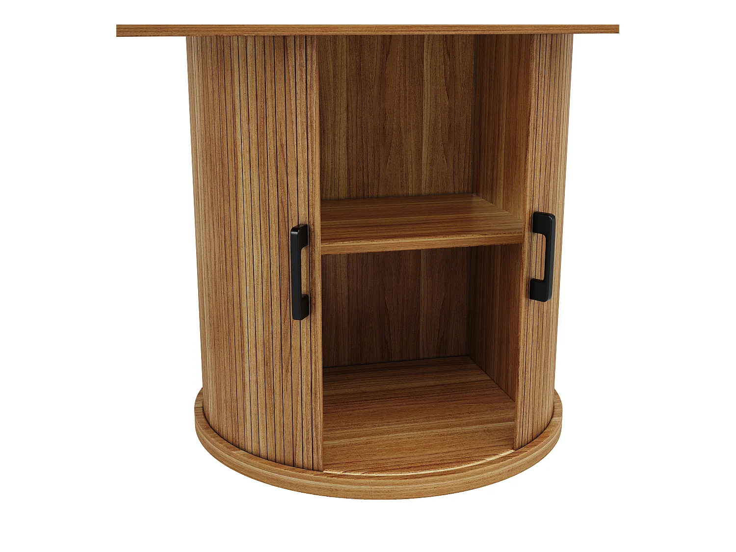 Table à manger extensible - MDF - Table ronde - 118-158 cm - 6 personnes - 1 porte - 2 étagères - Naturel