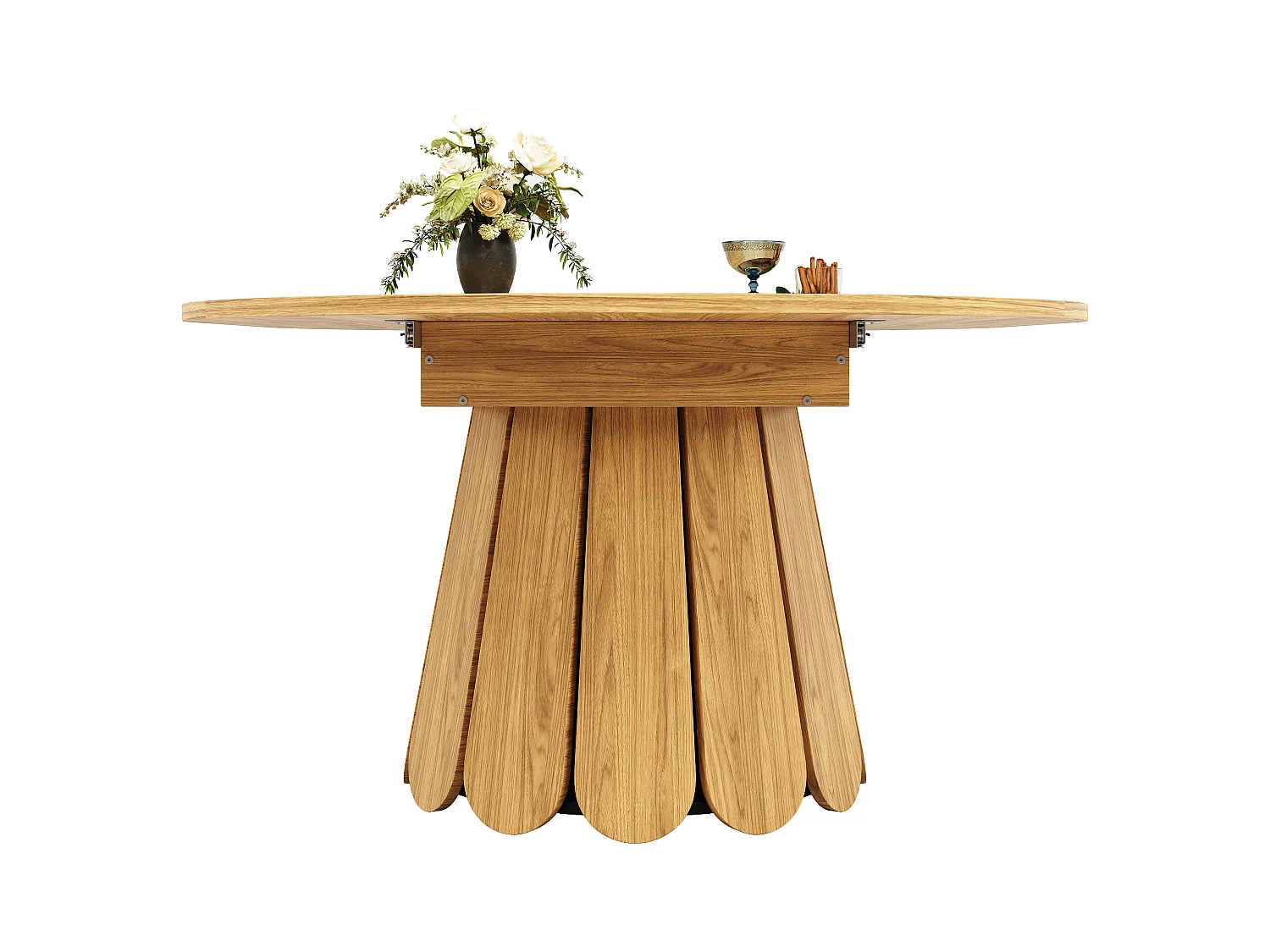 Stół rozsuwany - faktura drewna - okrągły stół - 118-158 cm - dla 6 osób - naturalny