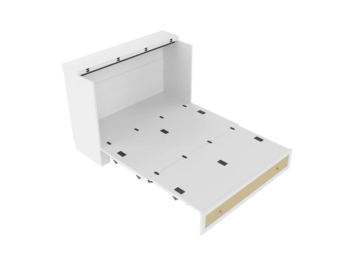 Lit escamotable 140 x 200 cm - avec prise USB et prise secteur - blanc (matelas non inclus)