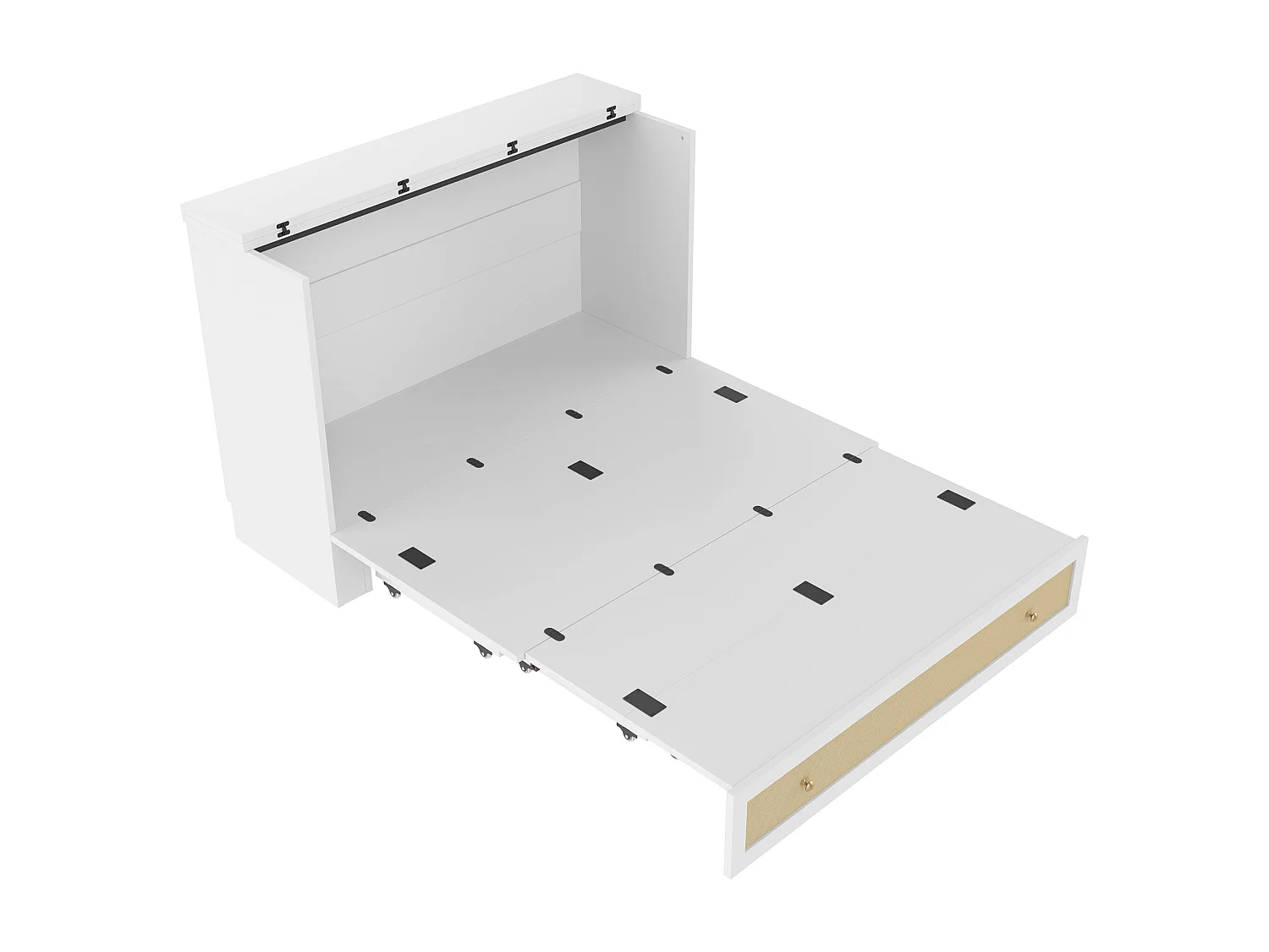 Lit escamotable 140 x 200 cm - avec prise USB et prise secteur - blanc (matelas non inclus)