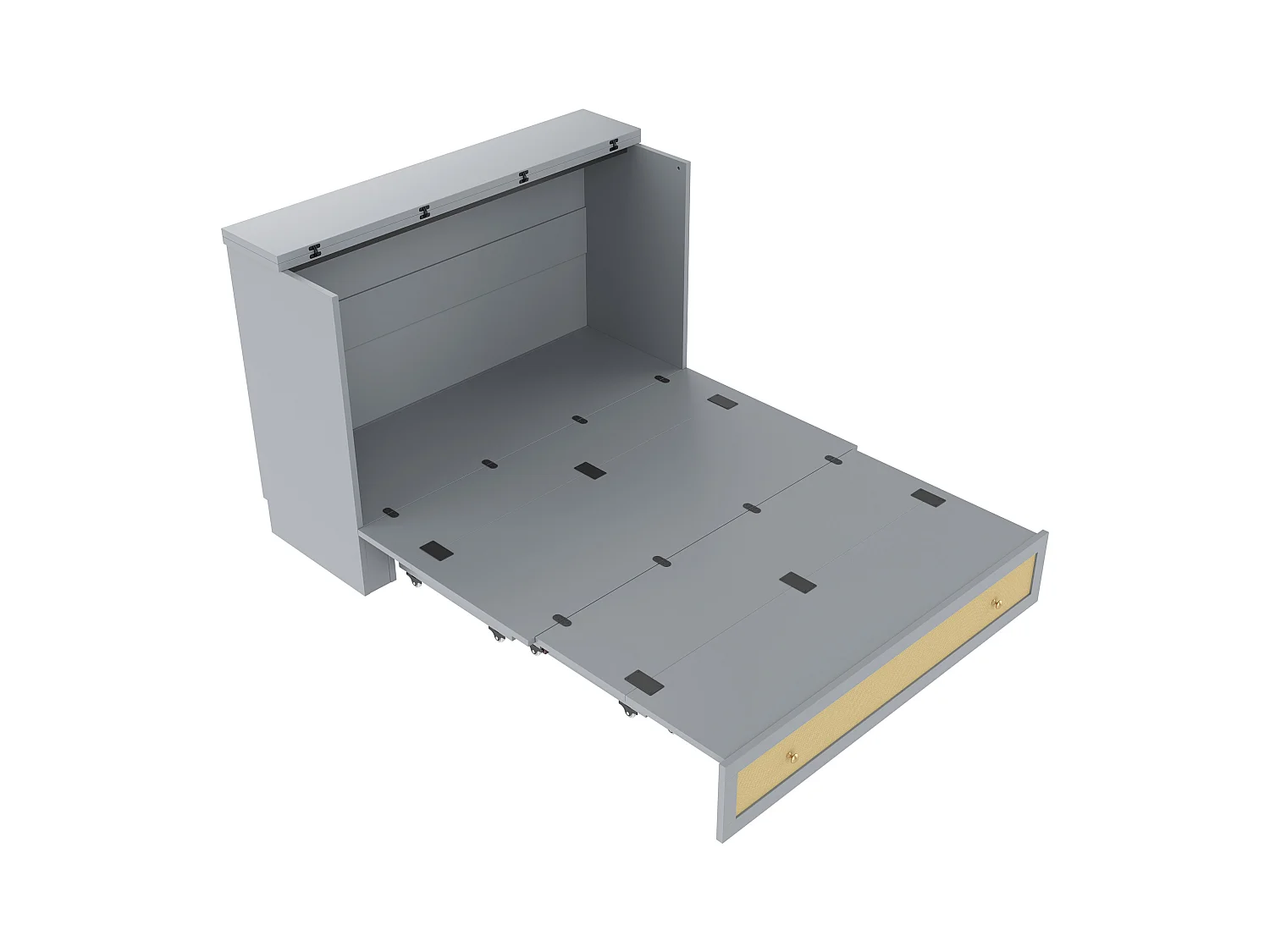 Lit escamotable 140 x 200 cm - avec prise USB et prise secteur - Gris (matelas non inclus)