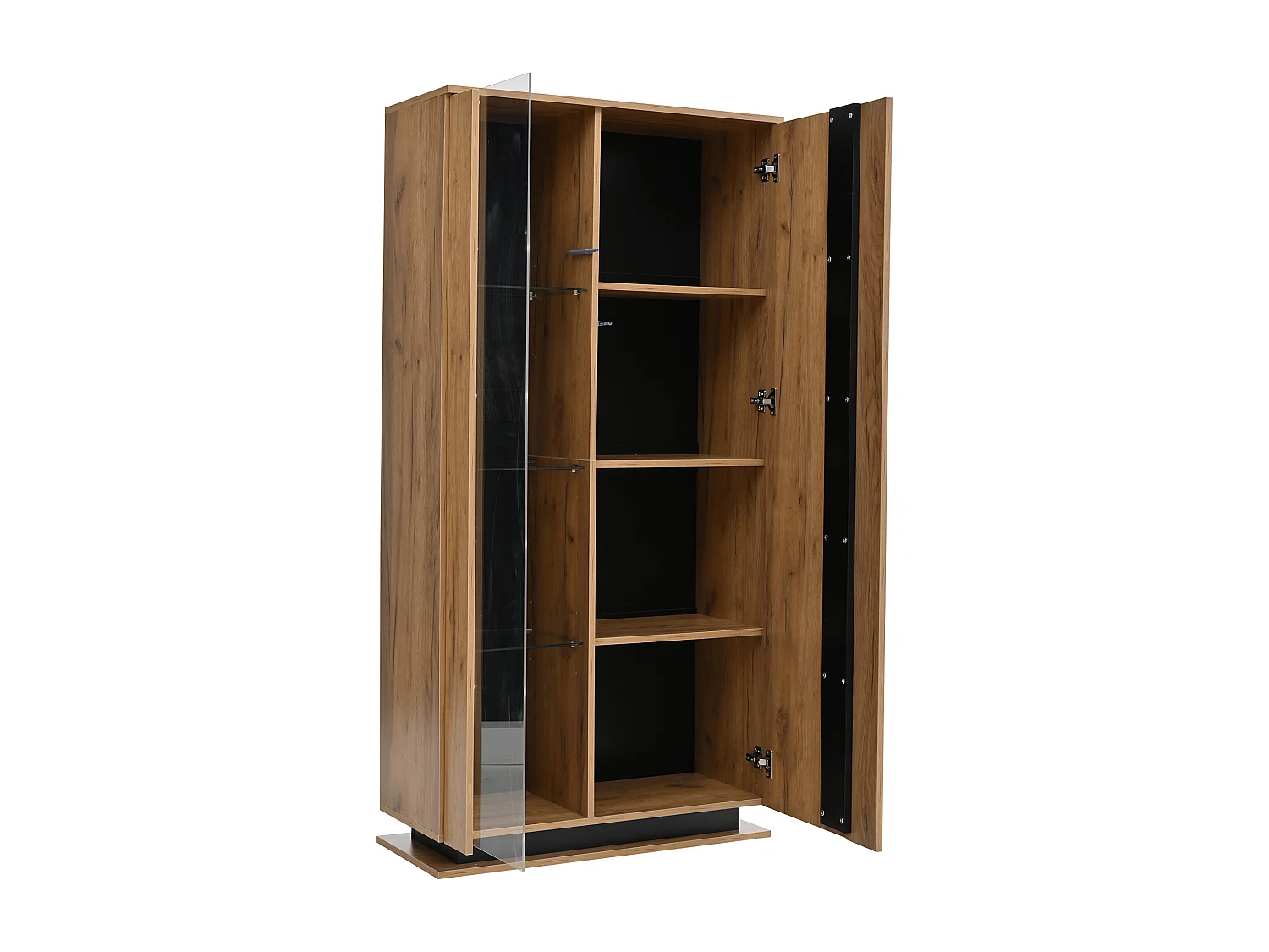 Vitrine 80×35×160 cm - com 2 portas - iluminação LED - portas de acrílico - painel de partículas - natural