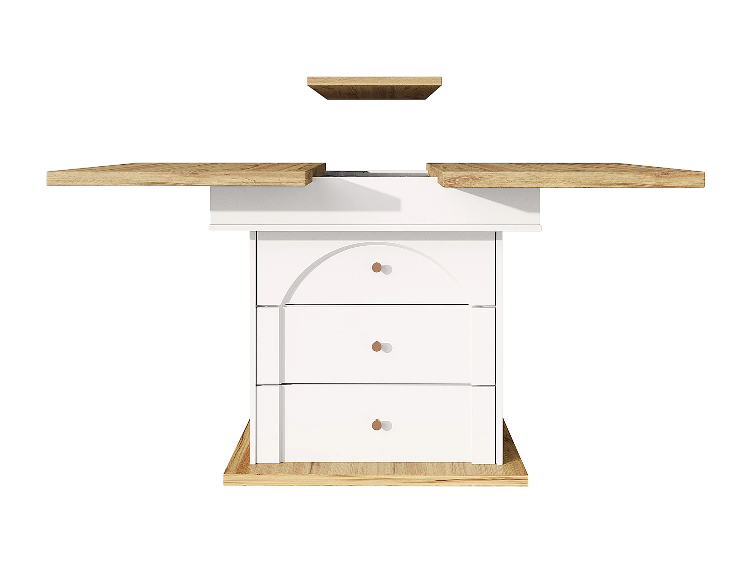 Table à manger extensible 110-140×80cm - 4-6 personne - 1 porte et 2 tiroirs - Style moderne - Blanc