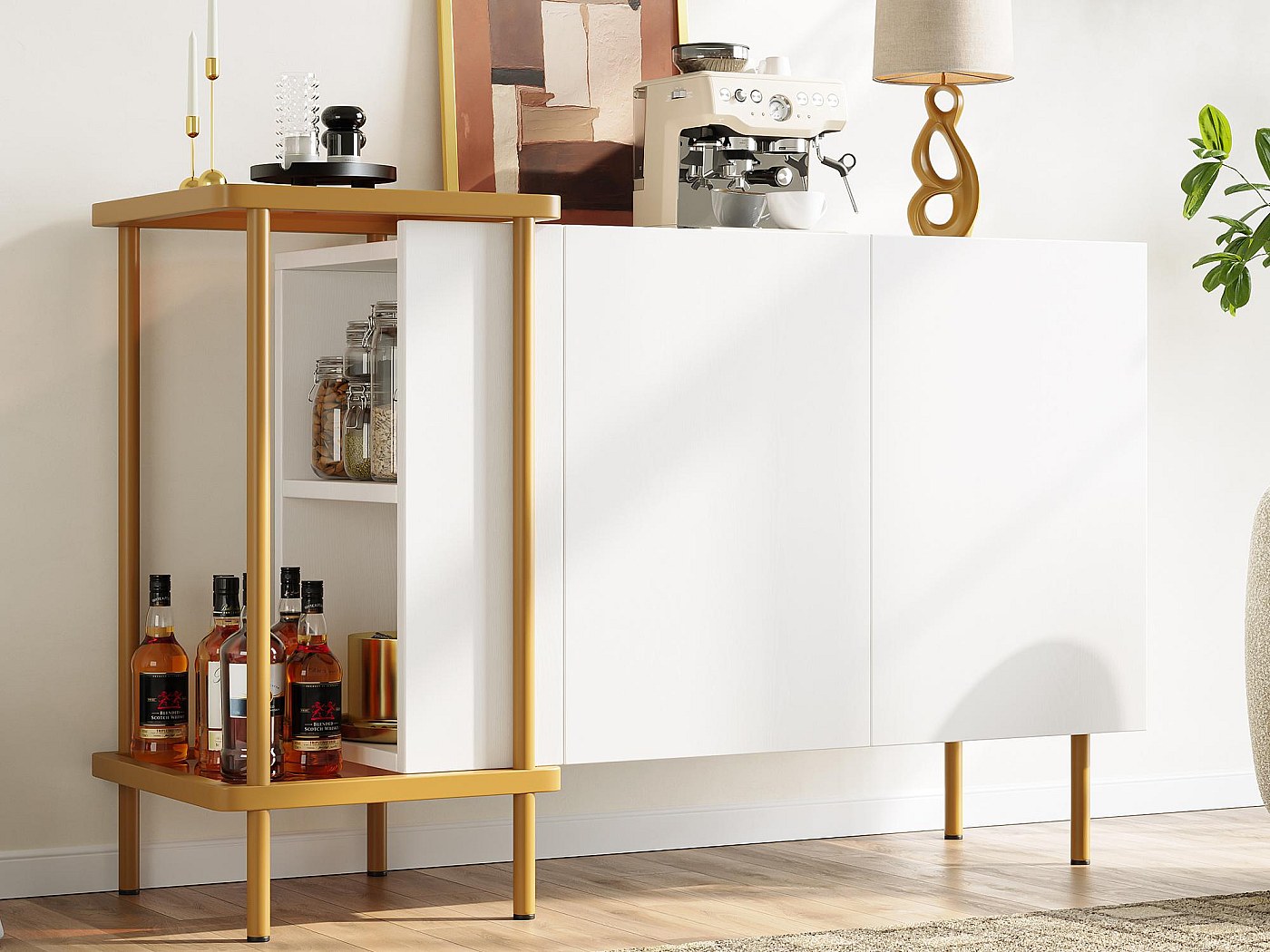 Meuble TV 170x36x38cm Haute Brillance Moderne Panneau De Particules Blanc | Leroy Merlin