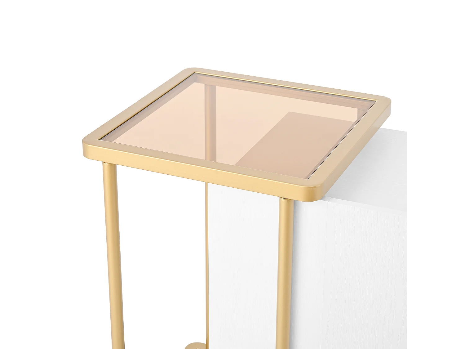 Buffet moderne 120x40x77.5cm - avec 2 portes - 2 compartiments ouverts - pieds en métal - panneau de particules - Blanc