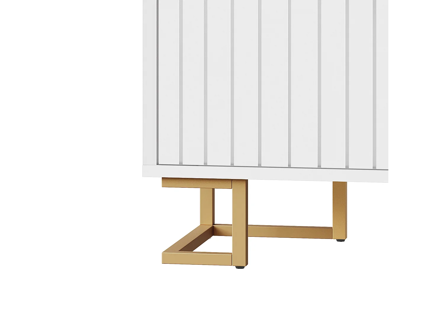 Modernes Sideboard 152×40×75 cm - mit 4 Türen - mit goldenen Griffen und Füßen - weiß