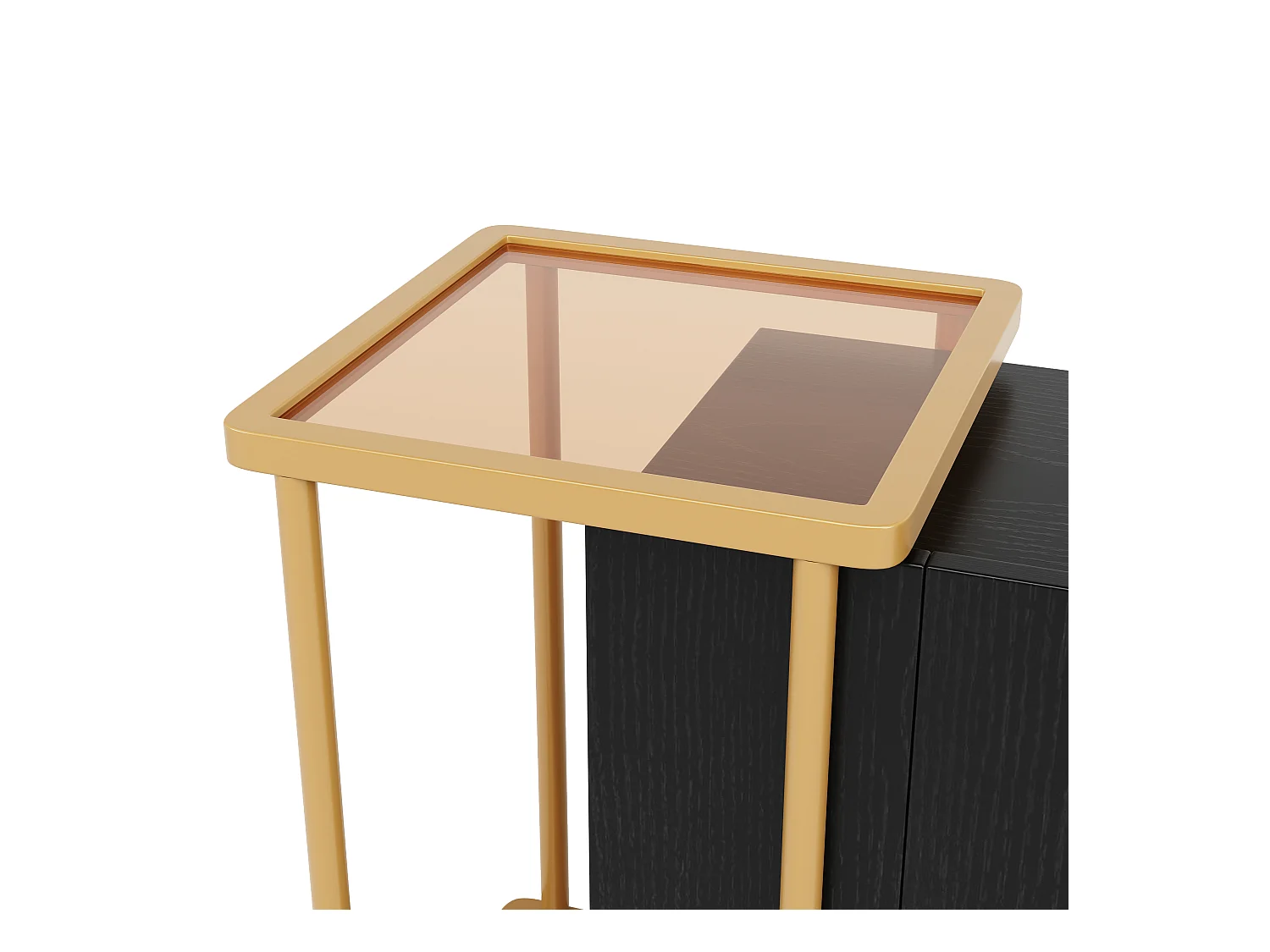 Buffet moderne 120x40x77.5cm - avec 2 portes - 2 compartiments ouverts - pieds en métal - panneau de particules - Noir