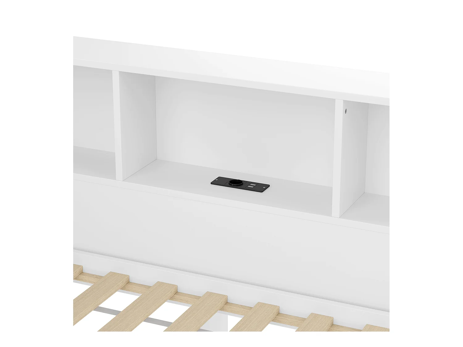 Canapé-lit 140x200 cm - avec lit gigogne - avec bande lumineuse LED - avec port USB - blanc (matelas non inclus)