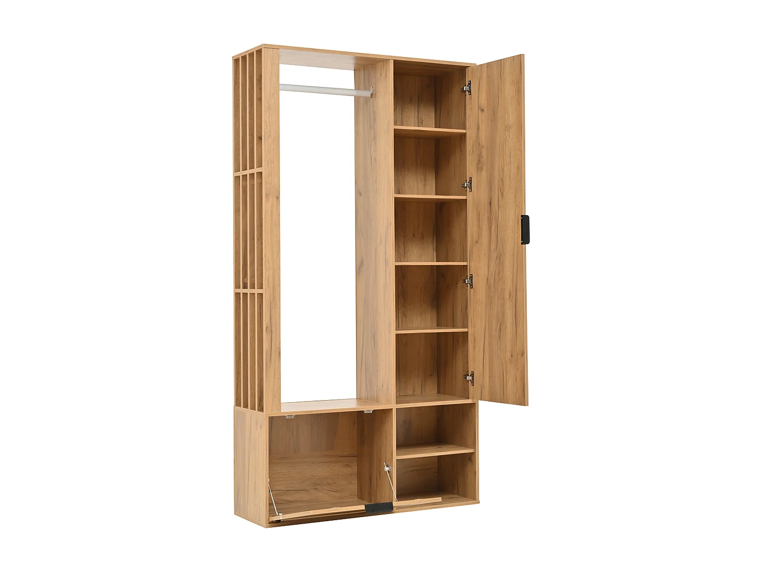 Eingangsgarderobenset 100×33×190 cm - mit Schuhschrank - mit Spiegel - 2 Türen - Spanplatte - natur