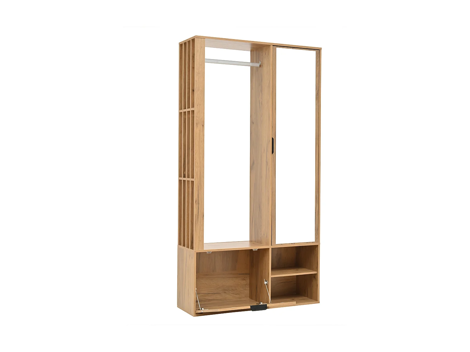 Eingangsgarderobenset 100×33×190 cm - mit Schuhschrank - mit Spiegel - 2 Türen - Spanplatte - natur