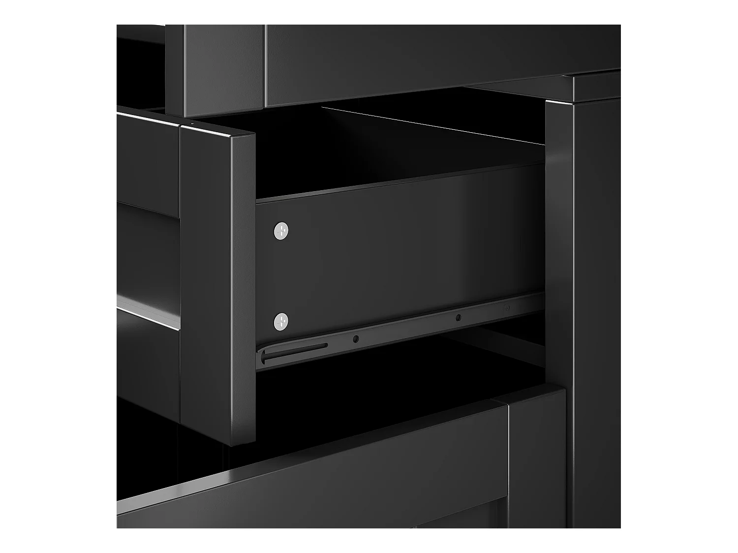 Buffet de cuisine moderne 140x38.5x175 cm - 5 portes + 3 tiroirs + 9 étagères - noir