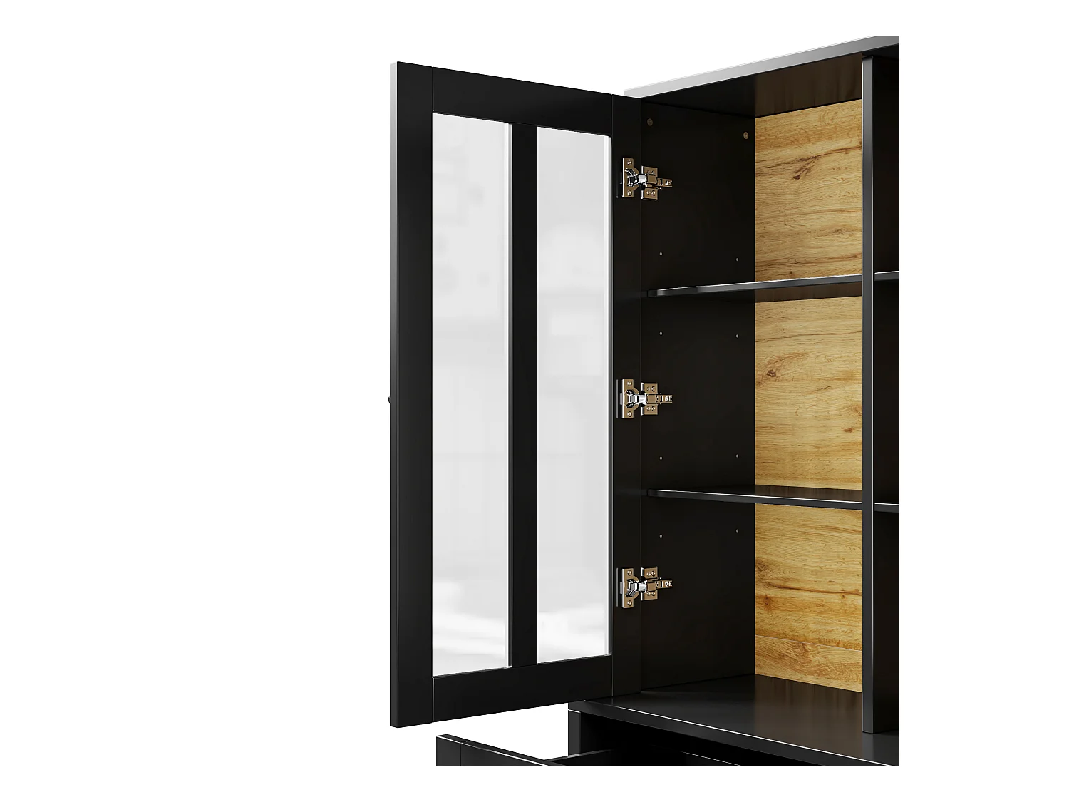 Buffet de cuisine moderne 140x38.5x175 cm - 5 portes + 3 tiroirs + 9 étagères - noir