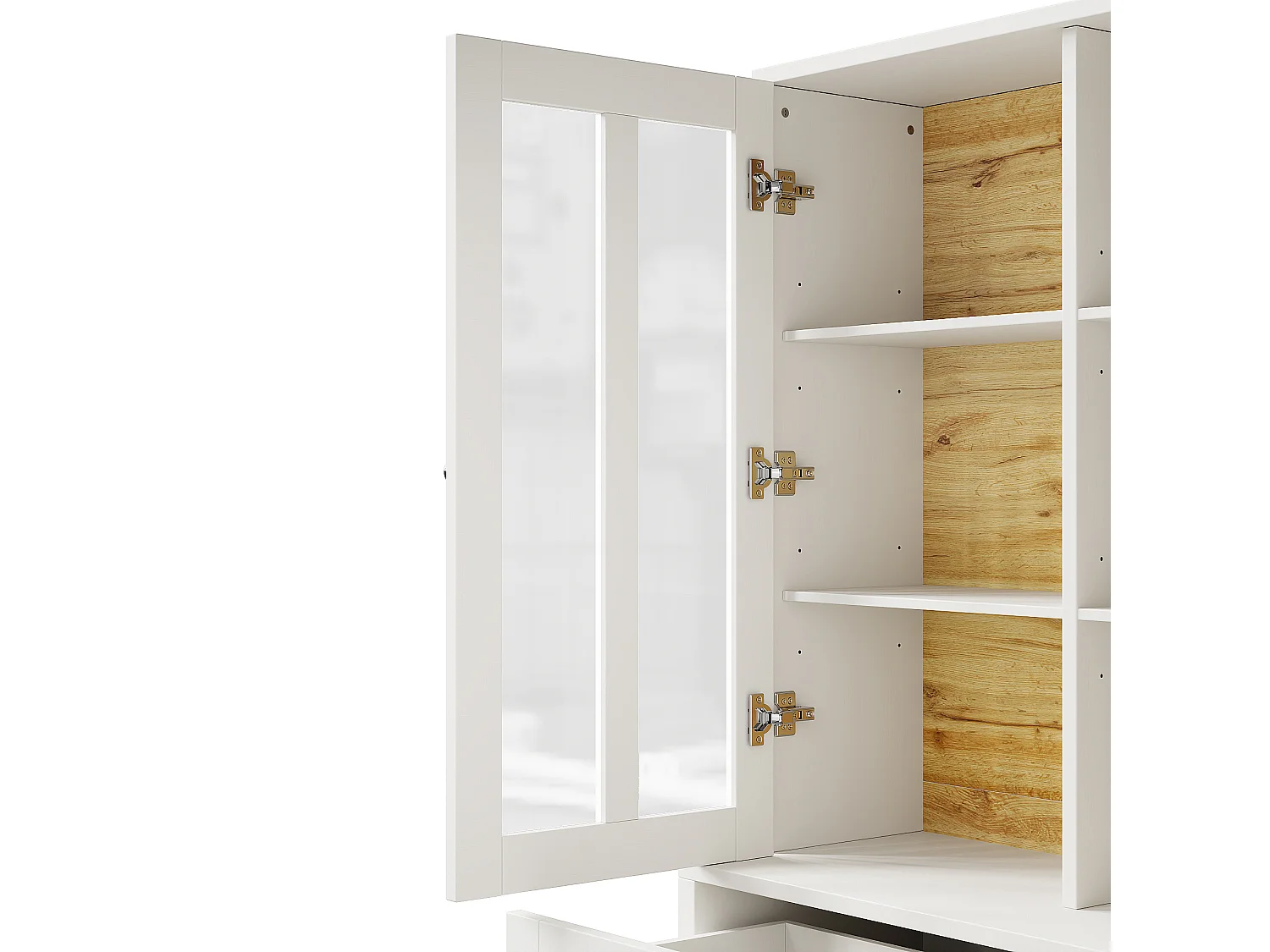 Buffet de cuisine moderne 140x38.5x175 cm - 5 portes + 3 tiroirs + 9 étagères - blanc