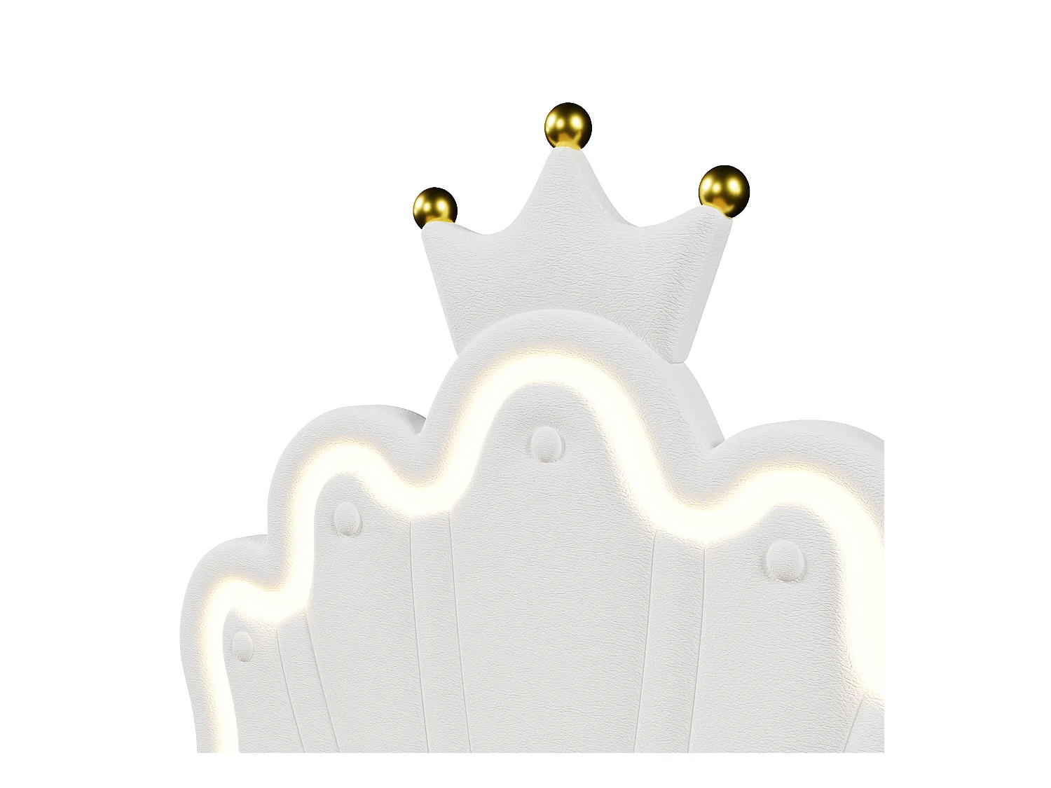 Lit enfant rembourré 90 x 200 cm - lit coffre - avec bande lumineuse LED - tête de lit réglable - blanc (matelas non inclus)