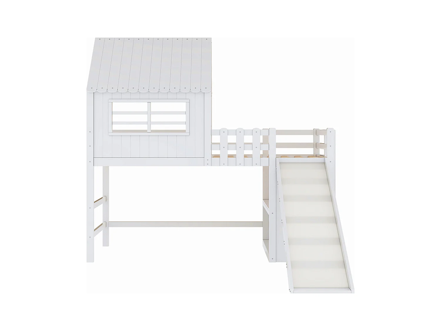 Lit enfanté 90 x 200 cm - avec échelle de sécurité - avec toboggan - avec compartiment de rangement - blanc (matelas non inclus)