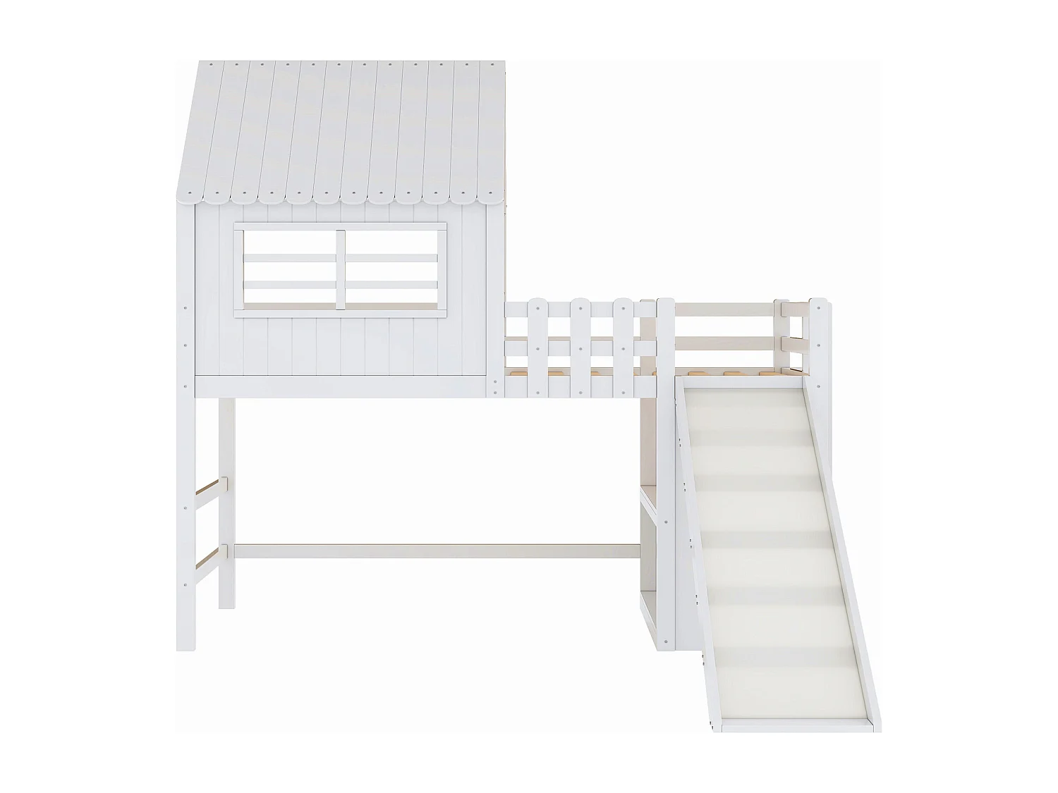 Lit enfanté 90 x 200 cm - avec échelle de sécurité - avec toboggan - avec compartiment de rangement - blanc (matelas non inclus)