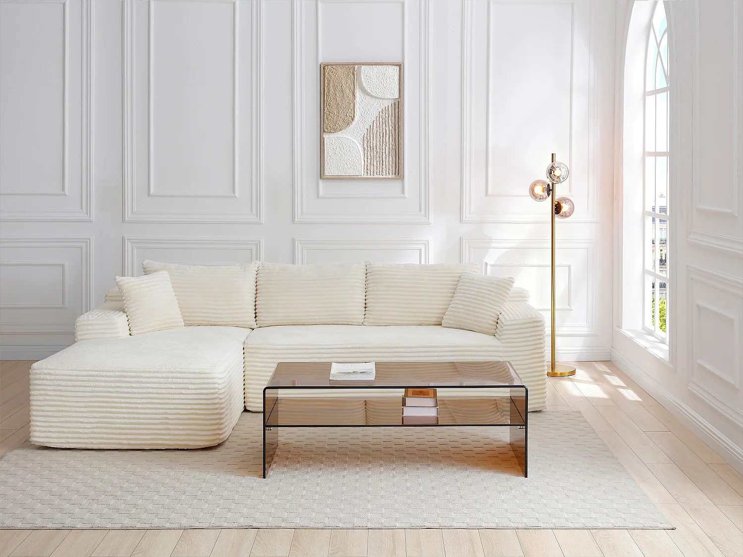 Table basse double plateau en verre trempé - Brun - STILEOS