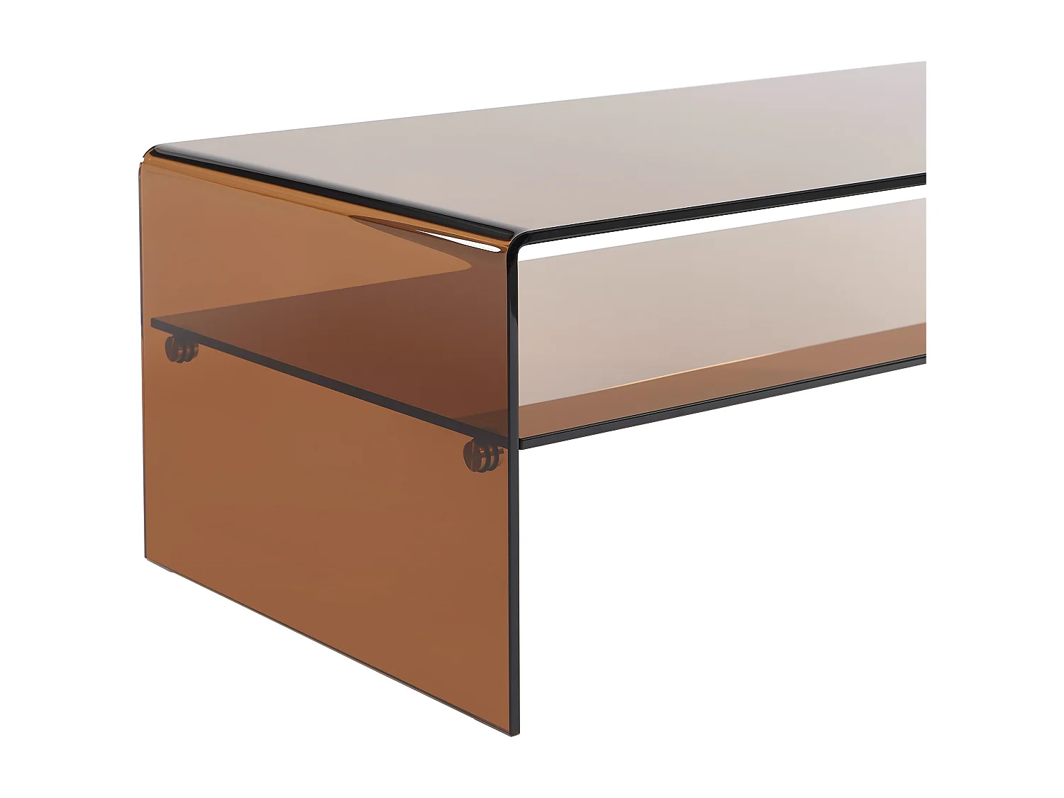 Table basse double plateau en verre trempé - Brun - STILEOS