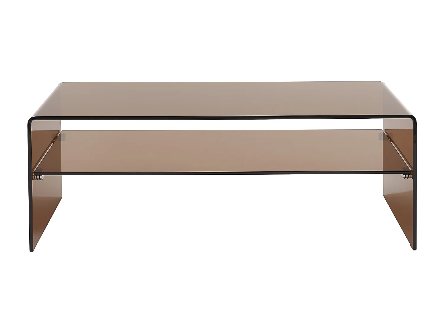 Table basse double plateau en verre trempé - Brun - STILEOS