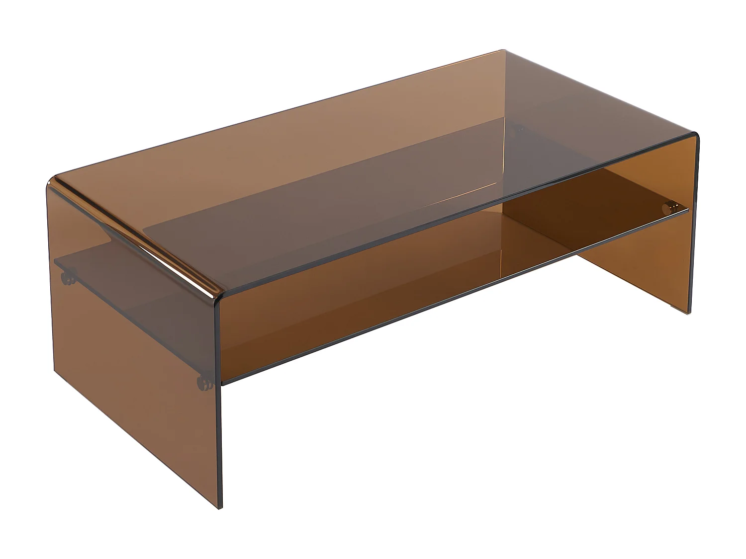Table basse double plateau en verre trempé - Brun - STILEOS