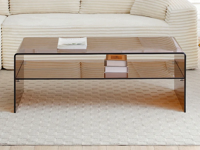 Couchtisch doppelt - Sicherheitsglas - Braun - STILEOS