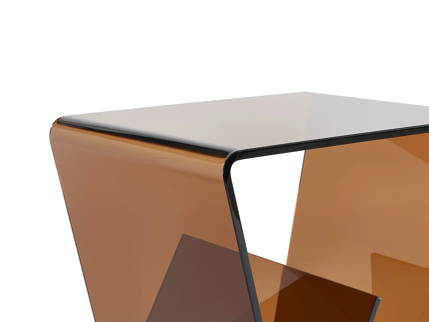 Mesa auxiliar de cristal templado curvado - Marrón - ZENIA