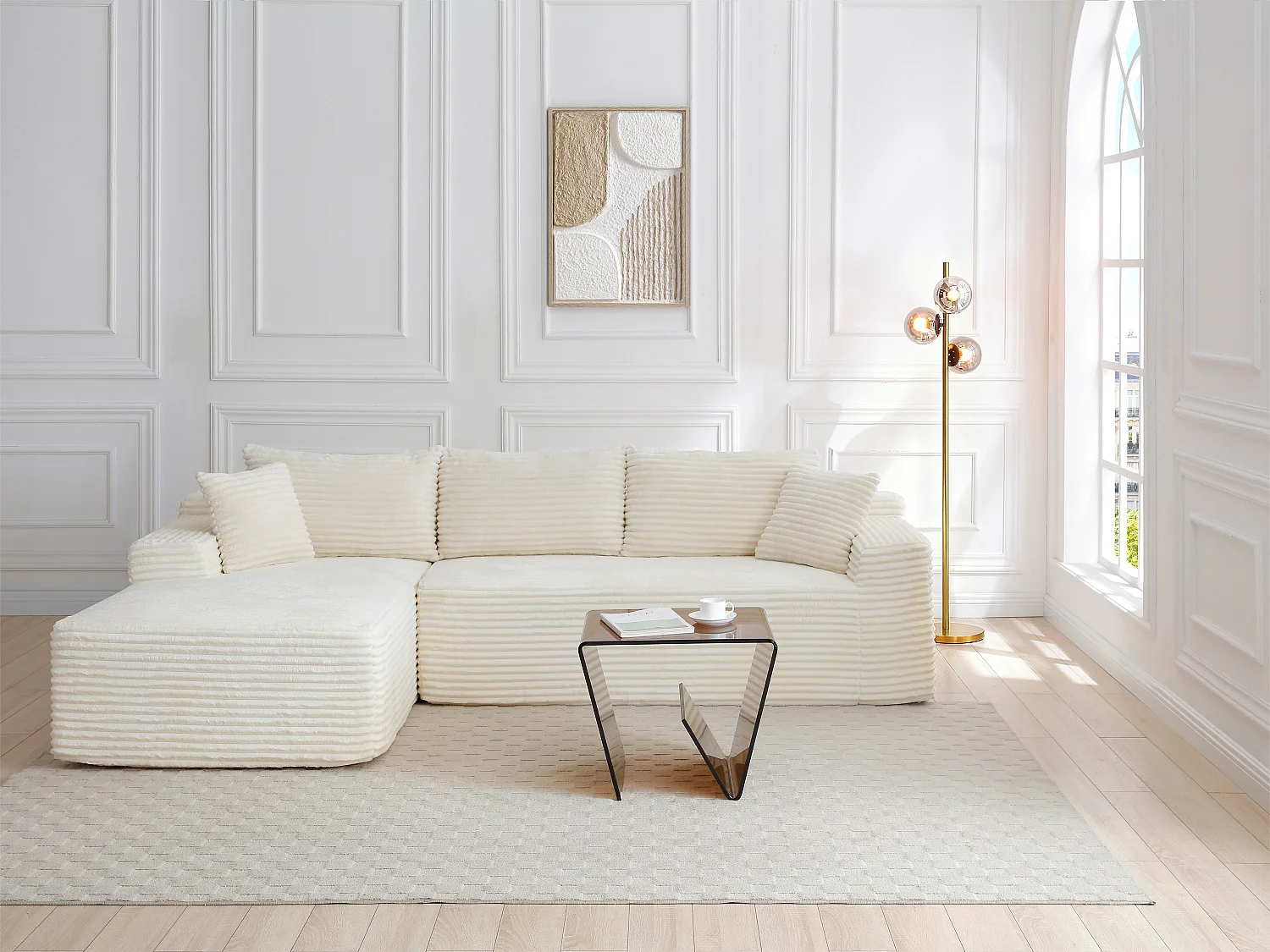 Mesa auxiliar de cristal templado curvado - Marrón - ZENIA