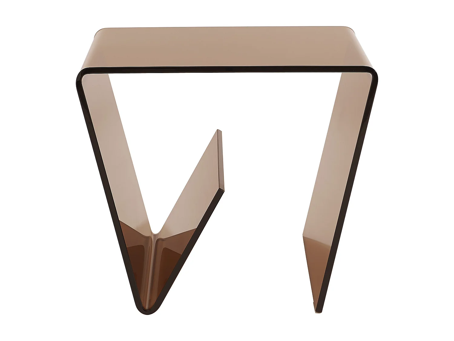 Mesa auxiliar de cristal templado curvado - Marrón - ZENIA