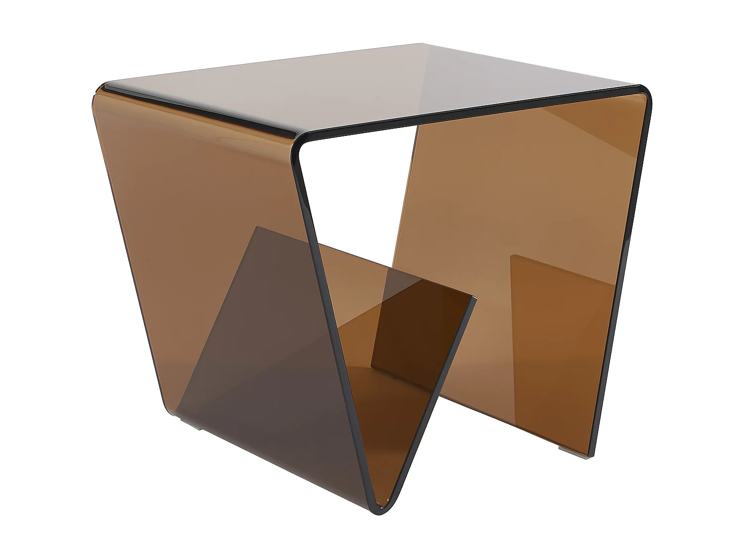 Mesa auxiliar de cristal templado curvado - Marrón - ZENIA