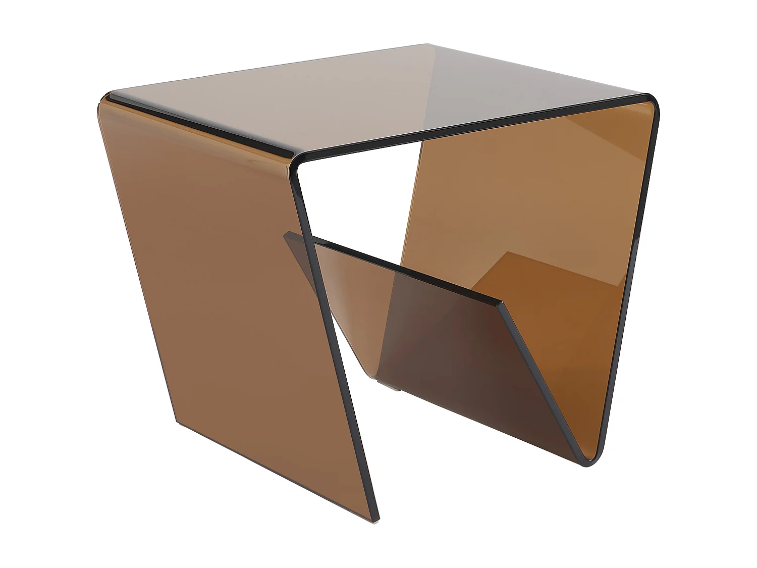 Mesa auxiliar de cristal templado curvado - Marrón - ZENIA