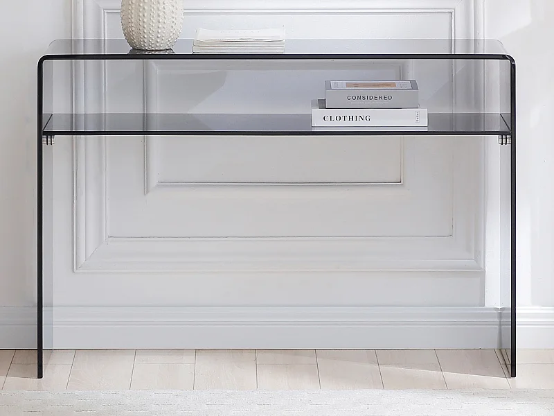 Console avec 1 niche en verre trempé - Anthracite - STILEOS