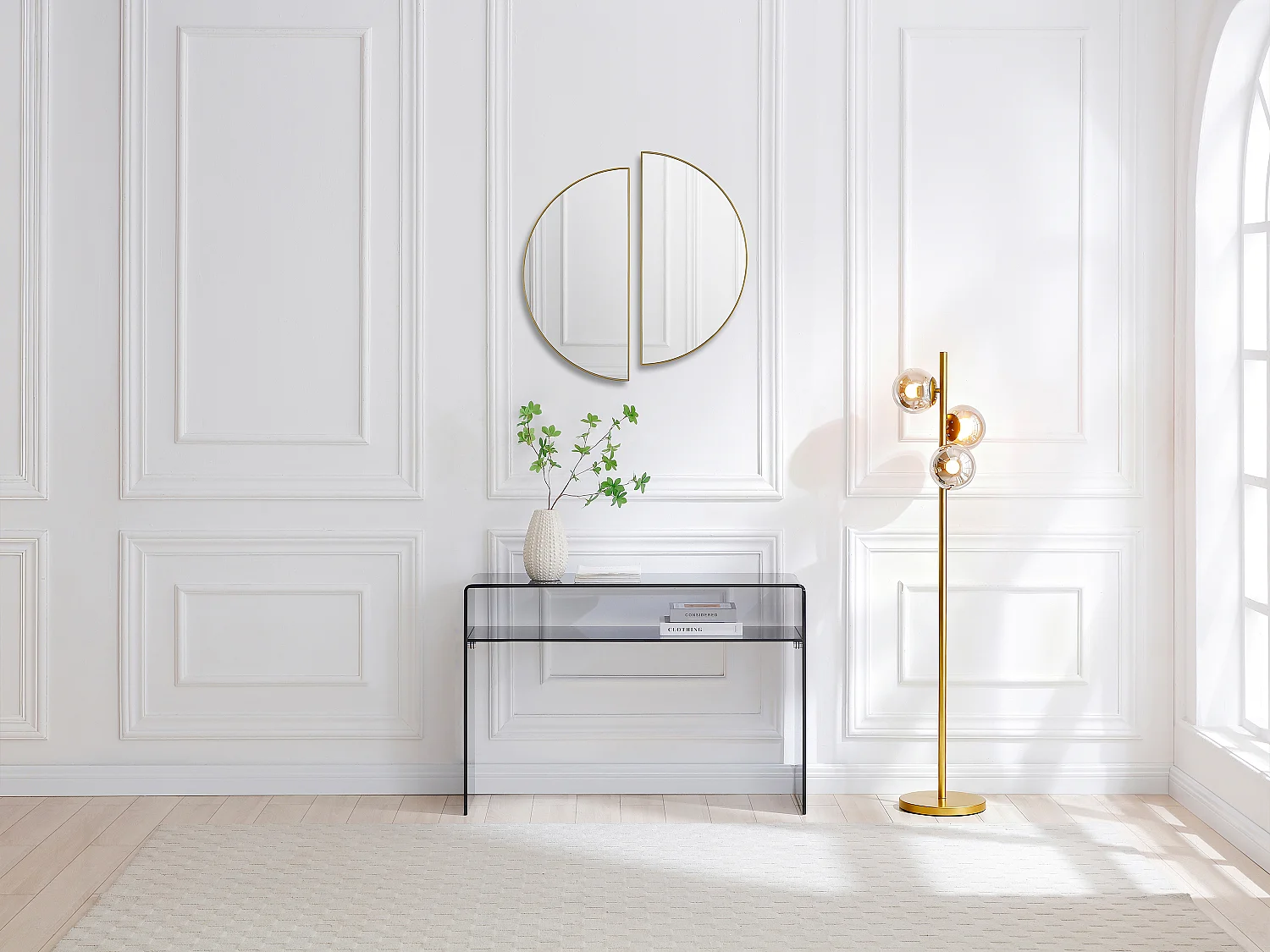 Console avec 1 niche en verre trempé - Anthracite - STILEOS