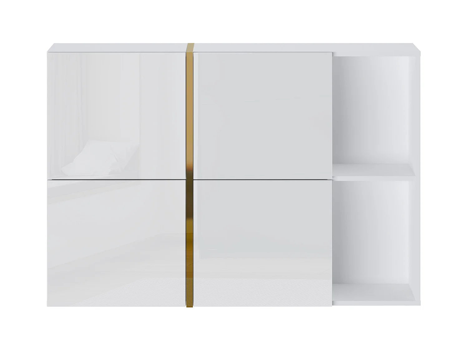 Skoskab med 4 klap-rum og 2 nicher - Hvid og guld - MARZIALO