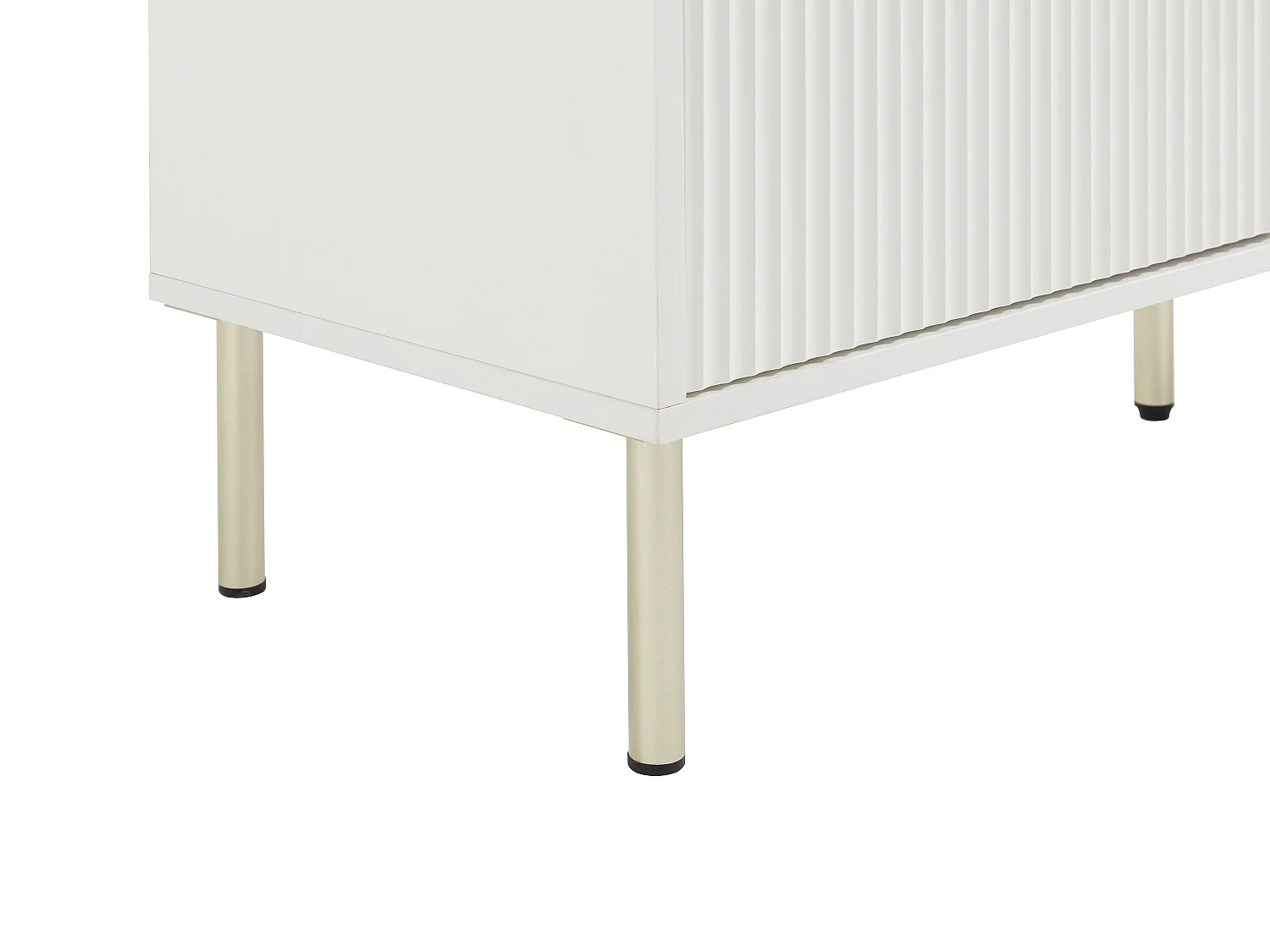 Buffet avec 2 portes, 3 tiroirs et 4 niches - Blanc et doré - LUNAOR