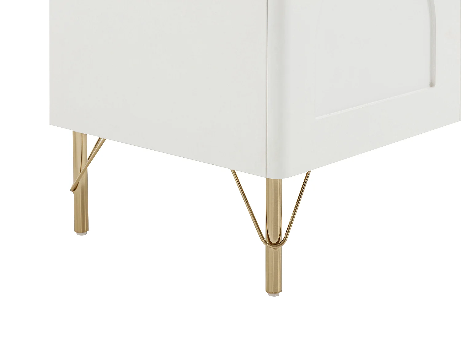 Mueble de TV con 2 puertas, 2 cajones y 2 huecos - Blanco y dorado - ALOBARA