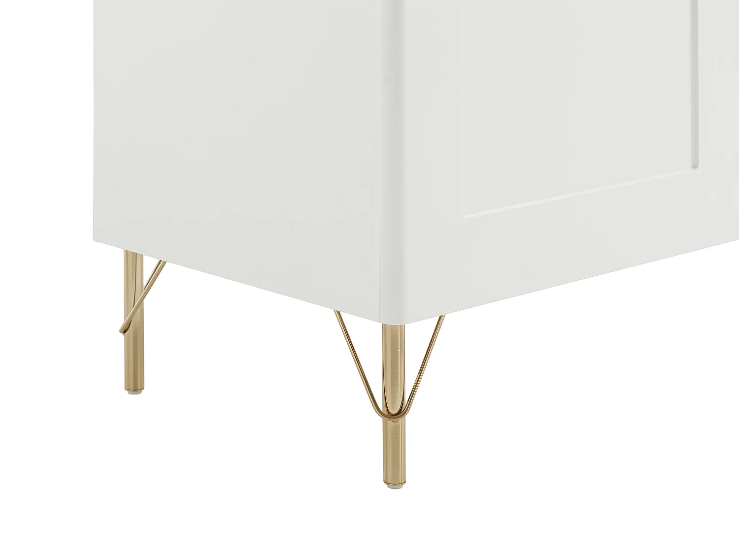 Buffet avec 2 portes et 3 tiroirs - Blanc et doré - ALOBARA