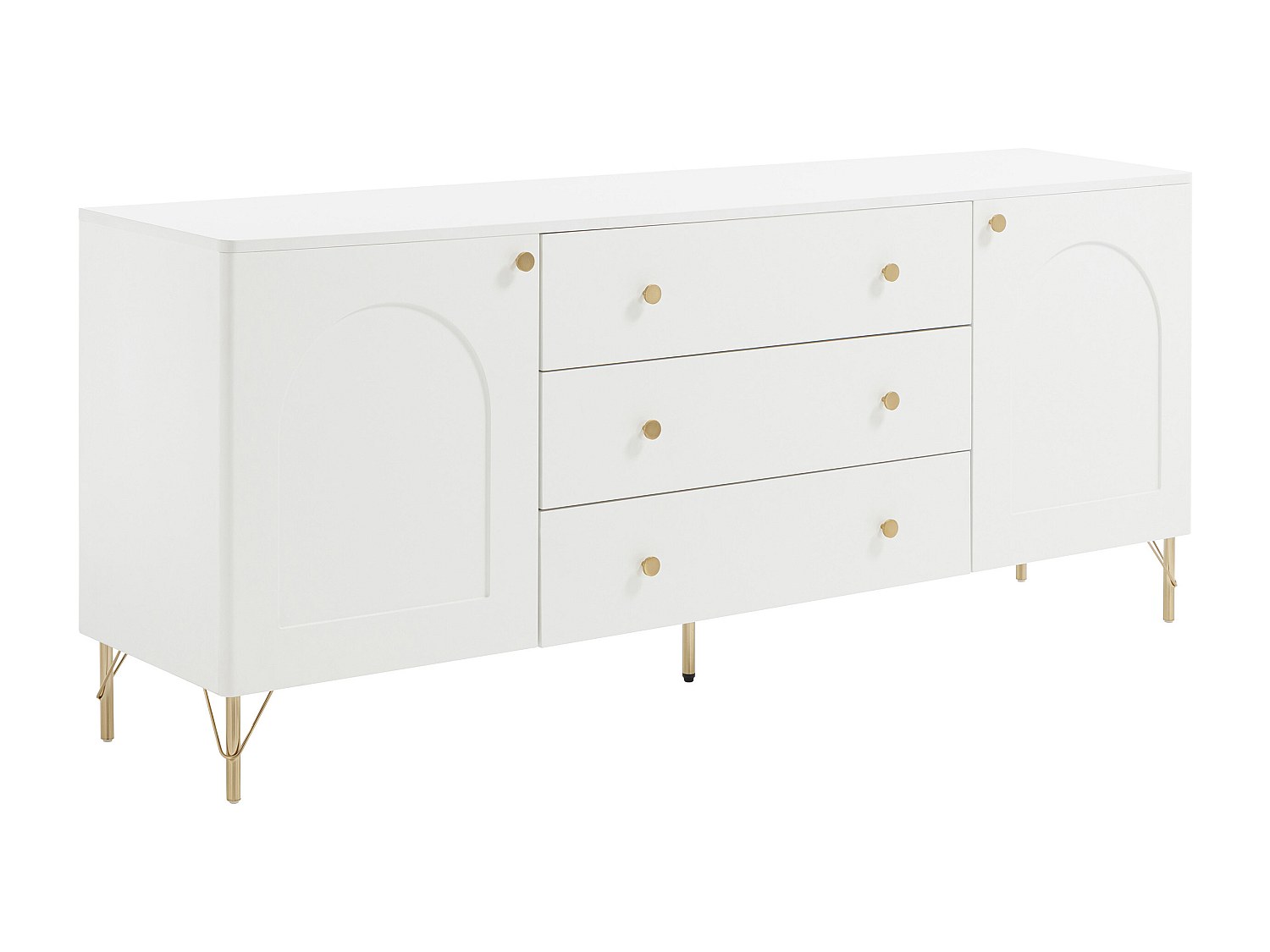 Buffet ALOBARA mit 2 Türen und 3 Schubladen – Weiß & Gold – ALOBARA günstig online kaufen