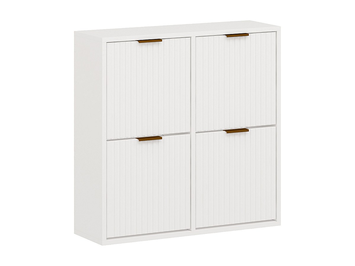 Schuhschrank mit 4 Klappfächern - Weiß und Gold - FRALYN von Pascal Morabit günstig online kaufen