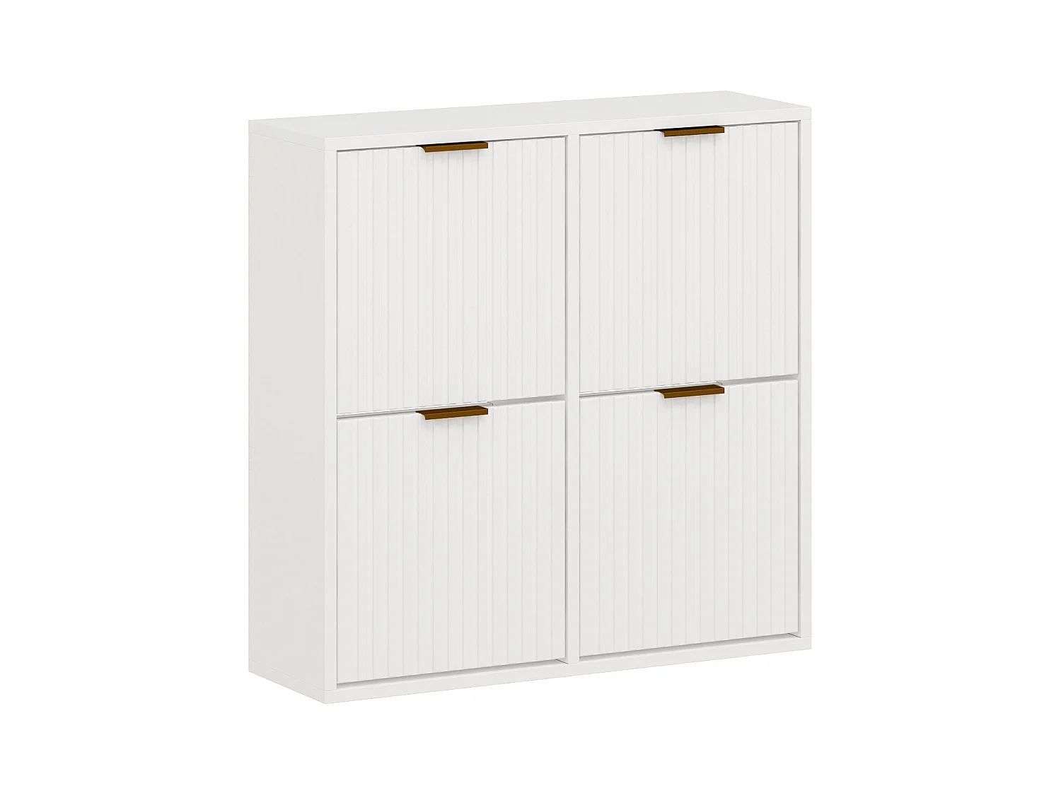 Meuble à chaussures avec 4 compartiments abattants - Blanc et doré - FRALYN de Pascal Morabito