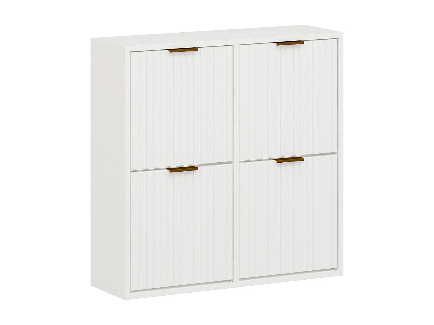 Meuble à chaussures avec 4 compartiments abattants - Blanc et doré - FRALYN de Pascal Morabito