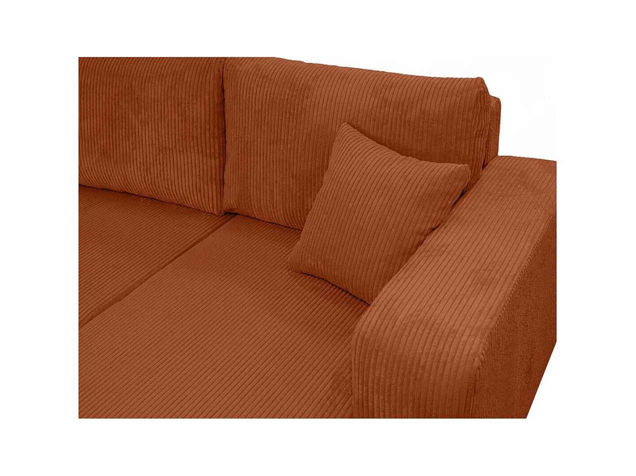 Canapé d'angle ALYA panoramique convertible 6 places en velours cotelé - Terracotta