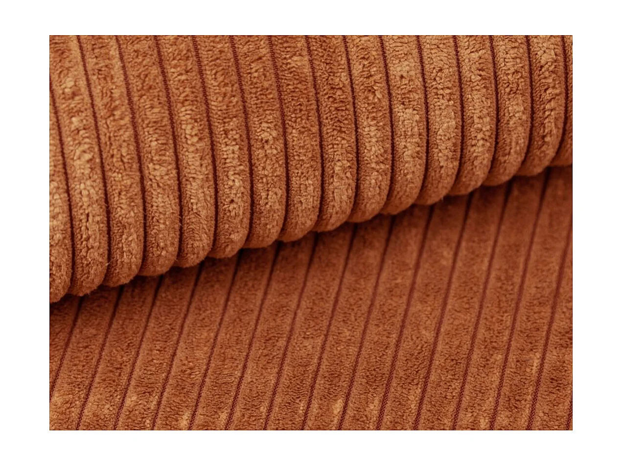 Canapé d'angle ALYA panoramique convertible 6 places en velours cotelé - Terracotta