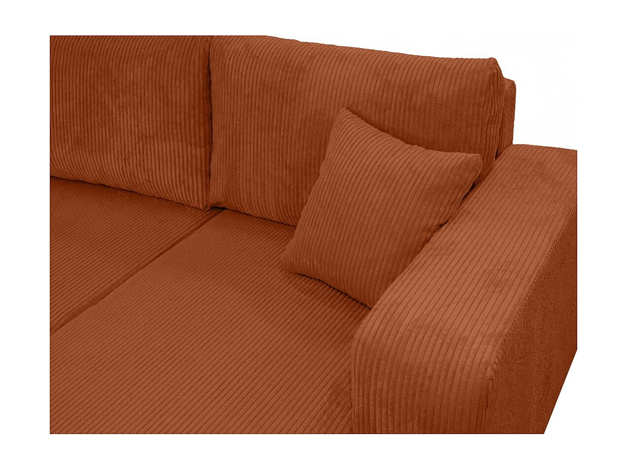 Canapé d'angle ALYA panoramique convertible 6 places en velours cotelé - Terracotta