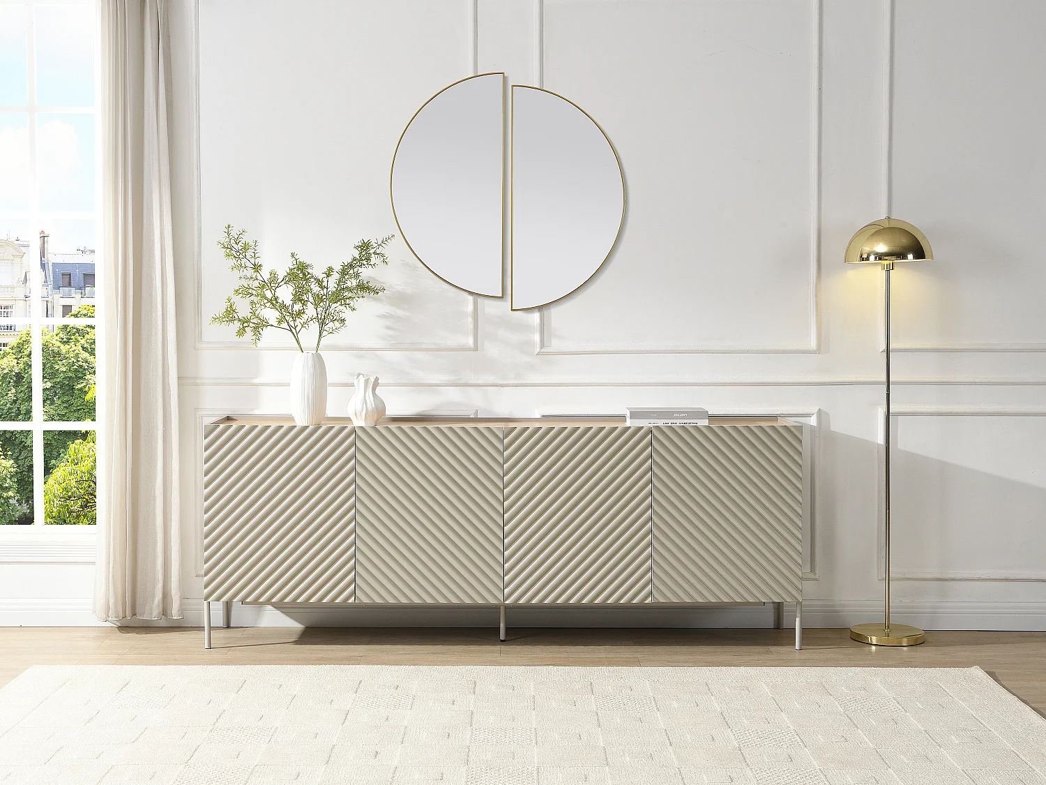 Buffet avec 4 portes en MDF - Beige et naturel clair - TASIBA